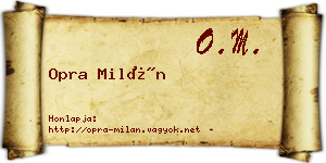 Opra Milán névjegykártya